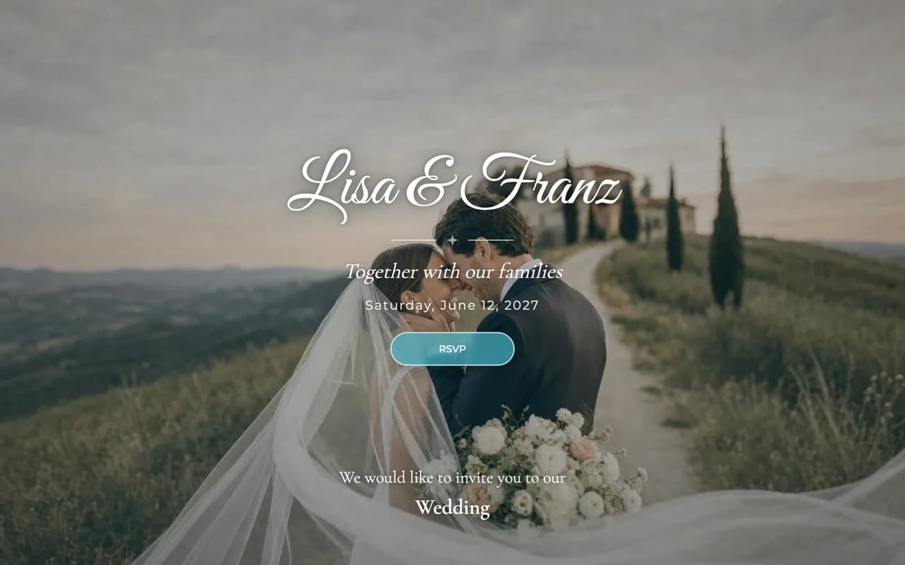 Wedding RSVP website builder - create personalized event pages for your wedding guests